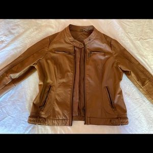 Brown Faux Leather Jacket | Large